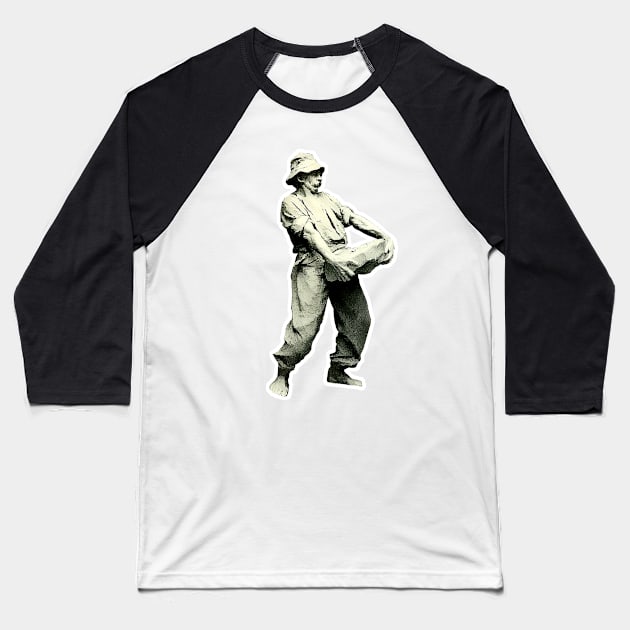 Carrying stone - Elderly worker Baseball T-Shirt by Marccelus